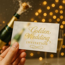 20 Pack Golden Wedding Party Invitations – Elegant Anniversary Invite Cards for Couples & Celebrations – Classic 15x9cm Design on 300GSM Thick Card with Ample Writing Space
