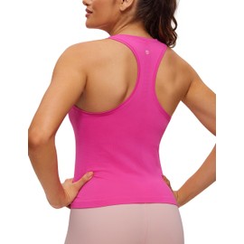 CRZ YOGA Seamless Racerback Workout Tank Tops for Women Athletic Sleeveless Scoop Neck Running Yoga Shirts Hibiscus Purple Small