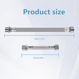 Pack of 4 Flexible Hose 3/8.304 Stainless Steel Flexible Hose Reinforced Hose 3/8 Inch Flexible Tap Hose Extension Tap Hose for Tap Bathroom Toilet (20 cm / 10 cm)