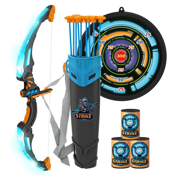 JOYIN Bow and Arrow Archery Toy Set for Kids, Light Up Archery Play Set with Luminous Bow, 9 Suction Cups Arrows, Targets, and Quiver