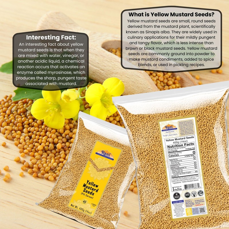 Rani Yellow Mustard Seeds Whole Spice 14oz (400g) ~ Ideal