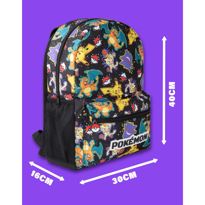 Pokémon Pikachu Charizard Gengar Meowth Backpack in Black | Kids