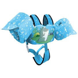 Chriffer - Chaleco salvavidas para niños y niñas de 22 a 65 libras, flotadores con arnés de hombro, alas de brazo para bebés de 2,3,4,5,6,7 años