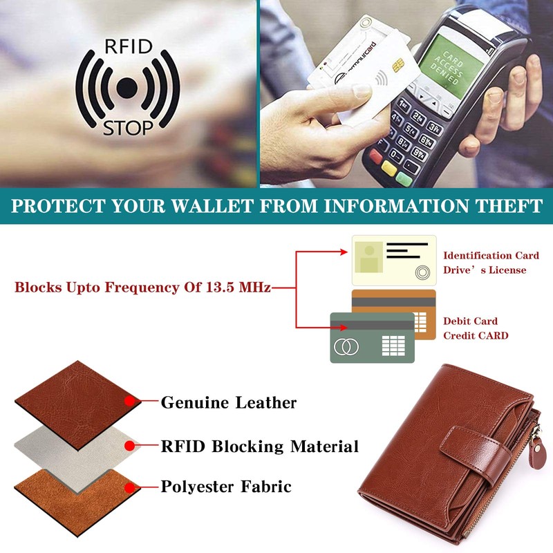 FALAN MULE Small Wallet for Women Leather Bifold Compact RFID