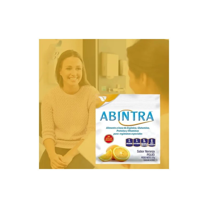 Suplemento Nutricional Abintra L-Glutamina Naranja Sin Gluten Sobre de 27g