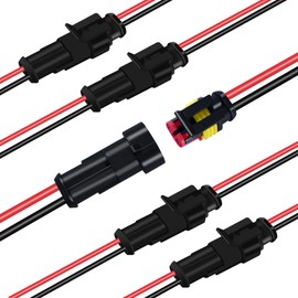 YGKSAA 2 Pin Waterproof Electrical Connectors，18 AWG Male and Female Wire Connectors，12v Plug Connector，Suitable for Connecting Weak Current Lines Such As Cars, Motorcycles, and Ships(5 Pack)