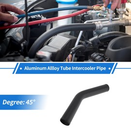 HEROFFIX 2.8" OD 45 Degree Bend 6064 Aluminum Alloy Tube Intercooler Pipe Surface Blasting Air Intake Connection Hose W/Double Bead Roll 11.8" Length Black