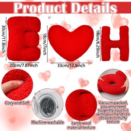 Pickmesh 11 Pcs Valentine's Day Heart Shaped Throw Pillows 11.8 Inch Fluffy Love Hugs Decorative Throw Pillows Red Pink White Heart Pillows for Couch Bed Sofa Valentine's Day Gifts