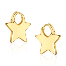 ALEXCRAFT Dicke Stern Ohrringe Creolen Gold Klein Damen 14K Chunky Goldene Ohrringe Damen Geschenk für Frauen Freundin Mama Mädchen