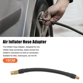X AUTOHAUX 16cm Threaded Tire Inflator Extension Hose Chuck Adapter Air Pump Tube Tire Valve Pipe for Car Truck Bike MTB Copper Rubber Black Copper Tone