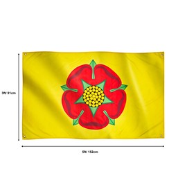 Runesol Lancashire Flag, 91x152cm, 3ft x 5ft, Red Rose Flag, 4 Grommets, Eyelet in Every Corner, Premium Flags, Inside, Outside, Vivid Colours