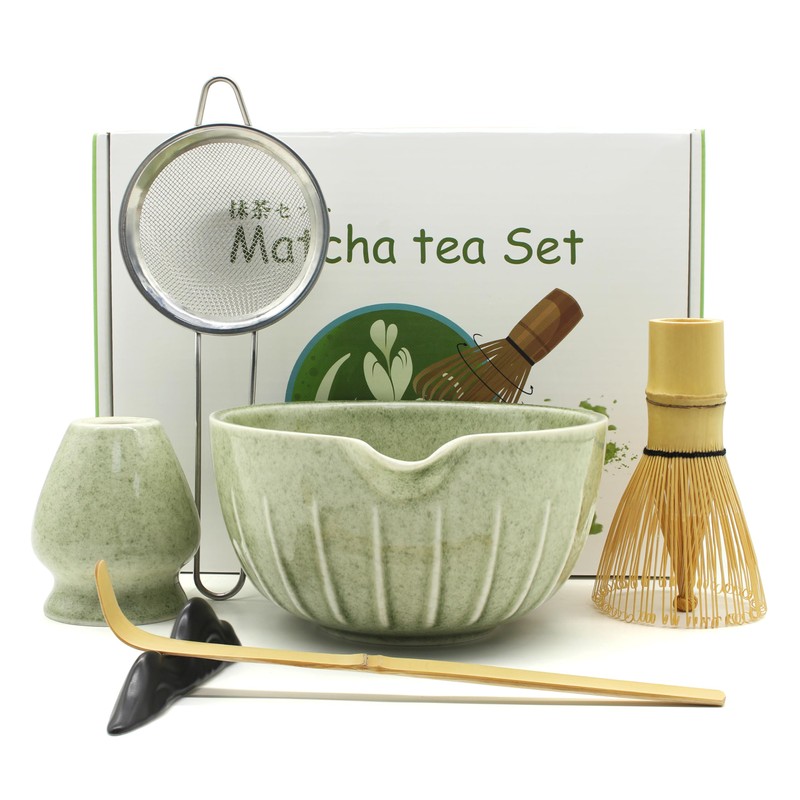 Matcha Whisk Set 7 Pcs - Ceramic Matcha Set with