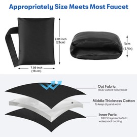 MOLIK Outdoor Faucet Cover Socks for Winter Freeze Protection, 7.09" W x 9.06" H, Velcro Thickened Anti-Freeze Outdoor Tap Cover, Reusable Waterproof Insulated Spigot backflow Cover,Black, 2Pcs