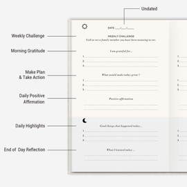 A5 Premium Thickened Hardcover Notebook - Executive Diary for Mindfulness, Gratitude, Affirmation, Happiness & Positivity - Undated Daily Guided Journal for Women & Men with Inspirational Quotes and Prompts (white)