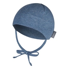 Sterntaler OCS Beanie Melange - Soft Beanie Hat Made of Melange Single Jersey (Organic) - Unisex Headpiece - Baby and Children Transition Hat for Tying - from Birth, Ink bl. Melange, 47