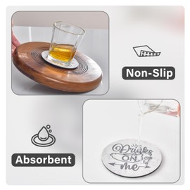 Coasters for Drinks, Absorbent Coaster Sets of 6, Tabletop Protection Suitable for Kinds of Cups Non-Slip Faux Leather Cup Coasters, 4 Inches, C3