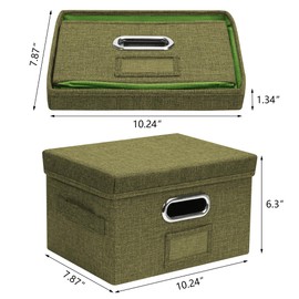 Greeting Card Organizer and Storage Box with 20 Pcs Adjustable Dividers, Storing Cards with 84 Pcs Labels Perfect for Storing Greeting Cards, Envelopes, Photos 1 Pack Olive Green