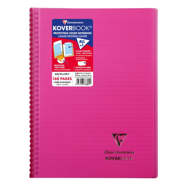 Clairefontaine 376801C College Notebook with Spiral Binding (Lined with Margin,