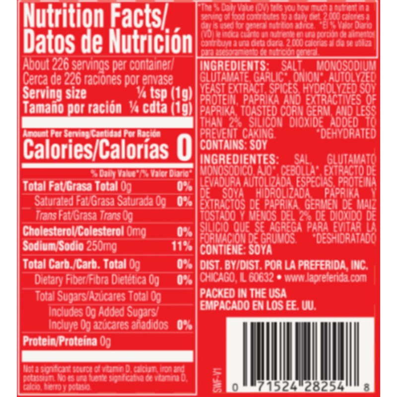 La Preferida All-Purpose Sazón (Bold Mexican Seasoning) with Paprika, Garlic