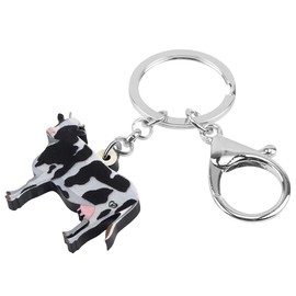 WEVENI Acrylic Cute Dairy Cow Keychain Cattle Keyring Farm Jewelry Charms For Women Girls (Cow A)