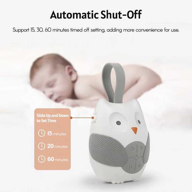 Portable Owl White Noise Machine Baby Soother with 10 Light