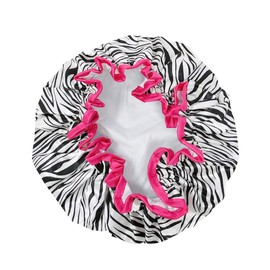 allydrew Reusable Women's Waterproof Shower Caps for Long Hair, Zebra