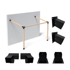 Pergola Bracket Kit 4x4, Including 2 Wall Bases, 2 105 ° 3-Way and 2 Bases, Wall Mounted 15° Pitched Roof Mounting Kit for Shading Facilities Attached to Walls or Eaves