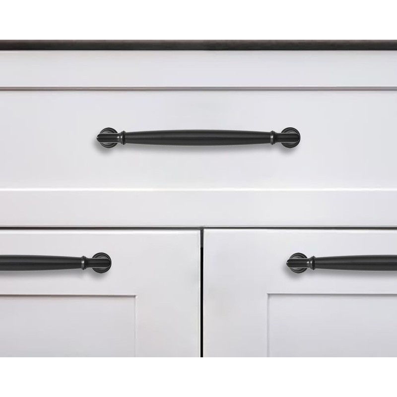 khtumeware 10 Pack 4 Inch(102mm) Matte Black Cabinet Pulls Heavy