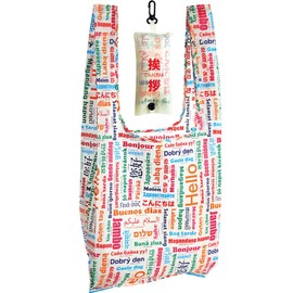 Epios 7338 Eco Bag, Foldable, Compact, Shopping Bag, Worldwide "Hello", Height 15.0 x Width 13.0 x Depth 3.9 inches (38 x 33 x 10 cm)