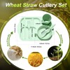 24 Pcs Wheat Straw Dinnerware Cutlery Set for Aldult Including