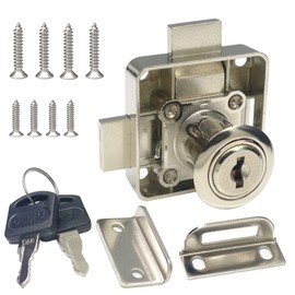 Double Door Cabinet Lock with Double Deadbolt [Keyed Alike] - Right Side Mount, 3/4" Drill Diameter for 3/5" - 7/8" Door Panels (1 Pack)