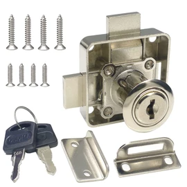 Double Door Cabinet Lock with Double Deadbolt [Keyed Alike] - Right Side Mount, 3/4" Drill Diameter for 3/5" - 7/8" Door Panels (1 Pack)