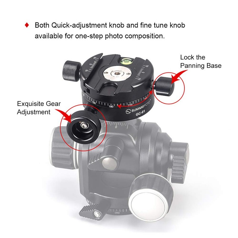 SUNWAYFOTO GC-01 Geared Head Professional Panoramic Tripod Head Geared Head
