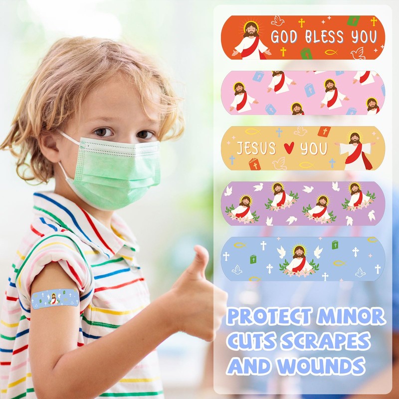 Aurelema 600 Pcs Jesus Bandages Bulk for Kids Boo-Boos Cartoon