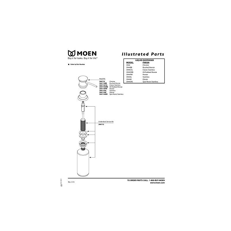 Moen Spot Resist Stainless Deck Mounted Kitchen Soap Dispenser with