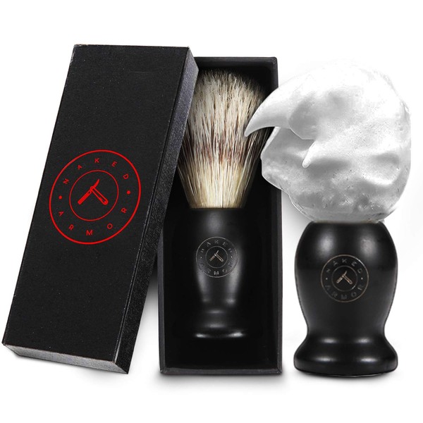 Synthetic Badger Hair Shaving Brush - Futura Synthetic Badger Hair + Handmade Swedish Black Wood Shave Brush, Exfoliating Stiff Bristles, Thick & Creamy Lather For A Great Shave, Great For Travel