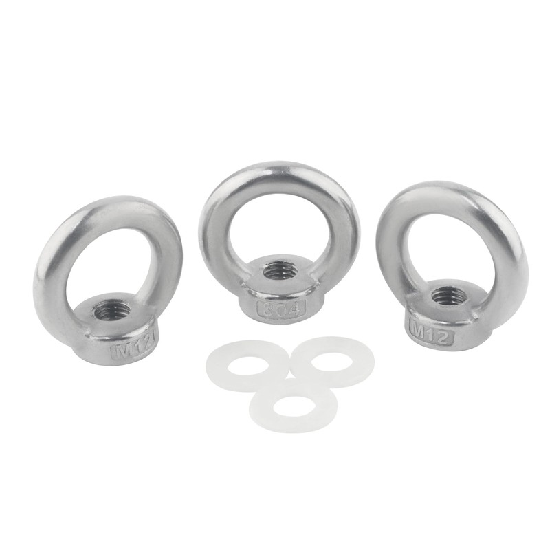 TIOMIOSEA Ring Nut M12, 304 Stainless Steel Threaded Eye Nut