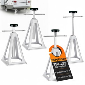 RV Stabilizer Jacks Set of 4, 7500 lbs Capacity Each – Adjustable 11"-17" Aluminum Trailer Jack Stands for Travel Trailers & Campers, Anti-Sway Screw Jacks with Rubber Pads
