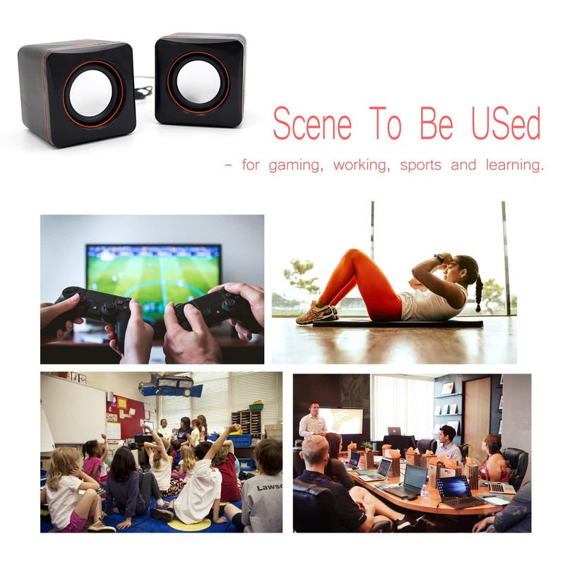 Mini Speaker Desktop Mini Cube USB Stereo 3.5mm Jack Wired