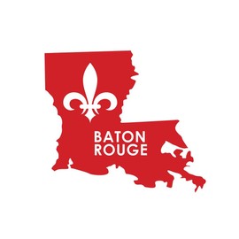 ND213R Baton Rouge Louisiana Fleur De Lis Decal Sticker | 6.5-Inches By 5.6-Inches | Premium Quality Red Vinyl