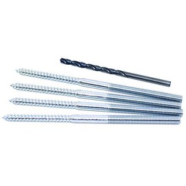 (4pcs) BelMetric M6X120 Lag & Metric Machine Thread Hanger Bolt Zinc Plated Steel Torx Drive Kit & Install Drill Bit HNG6X120TXCLZ