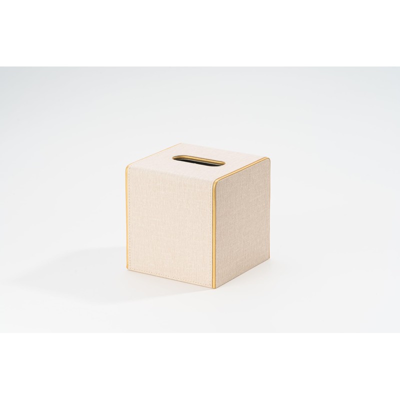 Ukwell Square Tissue Box Cover Linen-Textured Faux Leather Tissue Holder
