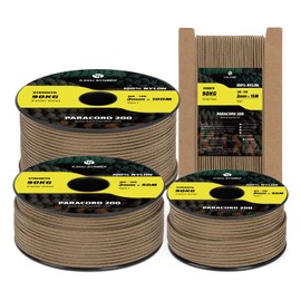 Kamu Synber Paracord 2mm 3 Strands 30M 100% Nylon Rope Type I Parachute Cord for Craft, Outdoor, DIY, Camping | Support 90kg | Mud Brown