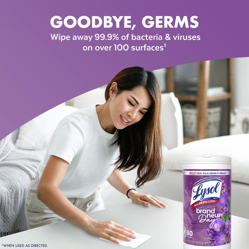 Lysol Disinfectant Wipes, Multi-Surface Antibacterial Wipes For Disinfecting, Dorm Room