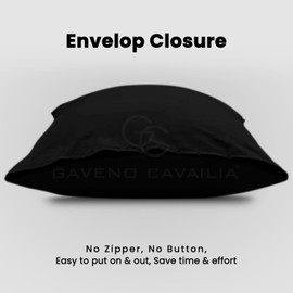 GC GAVENO CAVAILIA Super Soft Pillow Cases 2 Pack - Anti Allergic & Breathable Polycotton Pillow Covers with Envelop Closure - Washable Standard Pillowcases (50x75cm) - Black