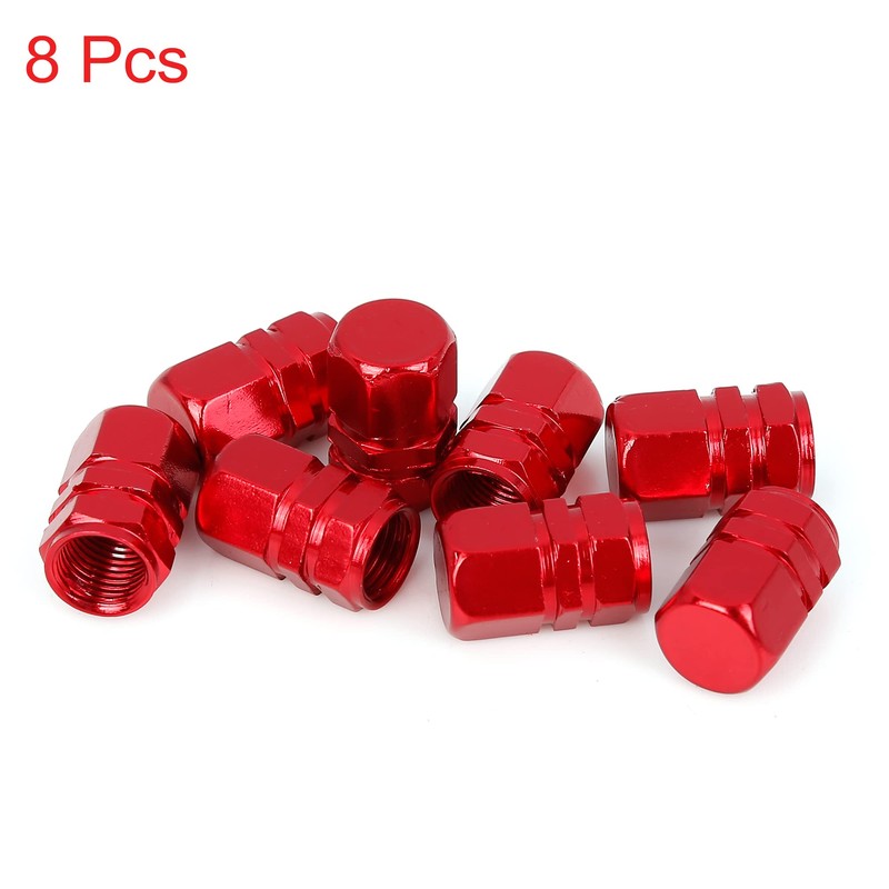 X AUTOHAUX 8pcs Red Tire Stem Valve Caps Wheel Valve