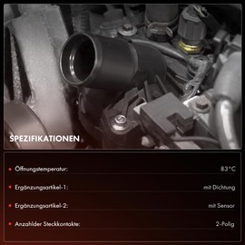 Frankberg 1 x Thermostat Coolant Diesel Compatible with Galaxy WA6 S-Max WA6 Mondeo IV BA7 407 SW 6D 6E 607 9D 9U 508 SW I 8E C-Crosser VU VV Replace# 9657182080