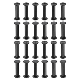 PATIKIL 24 Sets Chicago Screws, 25mm l Chicago Screws Phillips Binding Post Screw Bolts Leather Rivets Fasteners Connectors for Leather Belt Scrapbook Photo Albums, Black