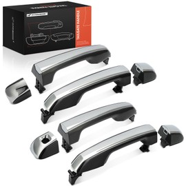 A-Premium Front Left Driver Side Exterior Door Handle with Keyhole Compatible with Toyota 4Runner 2010-2024 & Lexus GX460 2010-2021, Black & Chrome