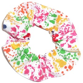 Crayon Art Rainbow Hair Scrunchies Ponytail Holders handmade by Scrunchies by Sherry (White)